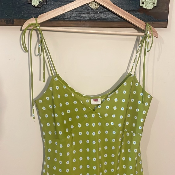 Levi's Sweet Daisy Split Pea Gem Slip Dress Size Small - Picture 7 of 16